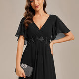 ever IVYROSE|Robe de soirée élégante en mousseline de soie avec manches flottantes