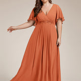 ever IVYROSE|Robe de soirée élégante en mousseline de soie avec manches flottantes