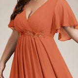 ever IVYROSE|Robe de soirée élégante en mousseline de soie avec manches flottantes