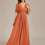 ever IVYROSE|Robe de soirée élégante en mousseline de soie avec manches flottantes
