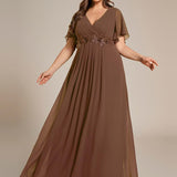 ever IVYROSE|Robe de soirée élégante en mousseline de soie avec manches flottantes