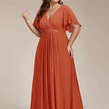 ever IVYROSE|Robe de soirée élégante en mousseline de soie avec manches flottantes