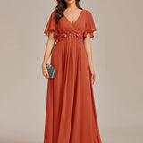 ever IVYROSE|Robe de soirée élégante en mousseline de soie avec manches flottantes