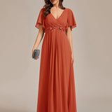 ever IVYROSE|Robe de soirée élégante en mousseline de soie avec manches flottantes