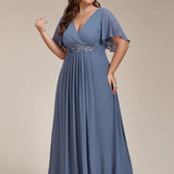 ever IVYROSE|Robe de soirée élégante en mousseline de soie avec manches flottantes