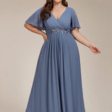 ever IVYROSE|Robe de soirée élégante en mousseline de soie avec manches flottantes