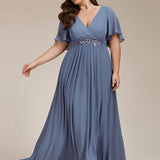 ever IVYROSE|Robe de soirée élégante en mousseline de soie avec manches flottantes