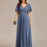 ever IVYROSE|Robe de soirée élégante en mousseline de soie avec manches flottantes