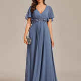 ever IVYROSE|Robe de soirée élégante en mousseline de soie avec manches flottantes
