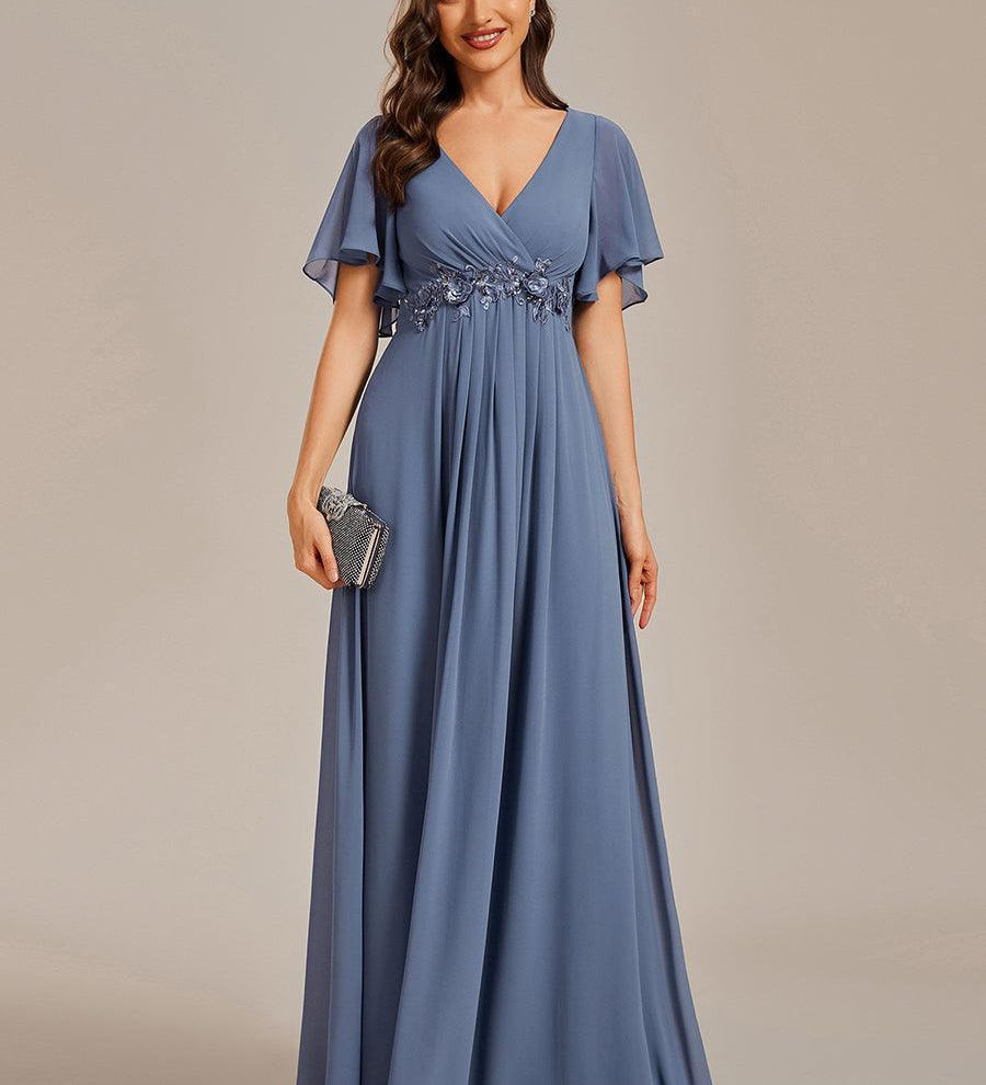 ever IVYROSE|Robe de soirée élégante en mousseline de soie avec manches flottantes