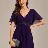 ever IVYROSE|Robe de soirée élégante en mousseline de soie avec manches flottantes