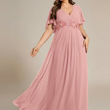 ever IVYROSE|Robe de soirée élégante en mousseline de soie avec manches flottantes