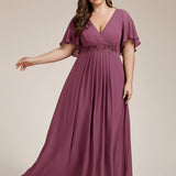 ever IVYROSE|Robe de soirée élégante en mousseline de soie avec manches flottantes