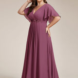 ever IVYROSE|Robe de soirée élégante en mousseline de soie avec manches flottantes