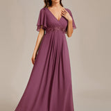ever IVYROSE|Robe de soirée élégante en mousseline de soie avec manches flottantes