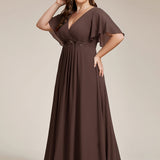 ever IVYROSE|Robe de soirée élégante en mousseline de soie avec manches flottantes
