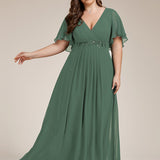 ever IVYROSE|Robe de soirée élégante en mousseline de soie avec manches flottantes