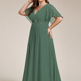 ever IVYROSE|Robe de soirée élégante en mousseline de soie avec manches flottantes