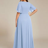 ever IVYROSE|Robe de soirée élégante en mousseline de soie avec manches flottantes