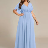 ever IVYROSE|Robe de soirée élégante en mousseline de soie avec manches flottantes