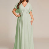 ever IVYROSE|Robe de soirée élégante en mousseline de soie avec manches flottantes