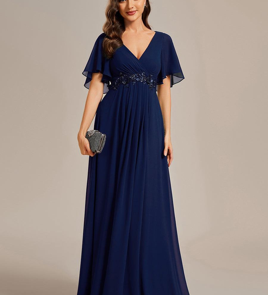 ever IVYROSE|Robe de soirée élégante en mousseline de soie avec manches flottantes