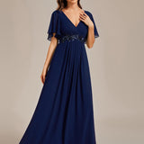 ever IVYROSE|Robe de soirée élégante en mousseline de soie avec manches flottantes