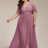 ever IVYROSE|Robe de soirée élégante en mousseline de soie avec manches flottantes