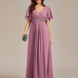 ever IVYROSE|Robe de soirée élégante en mousseline de soie avec manches flottantes