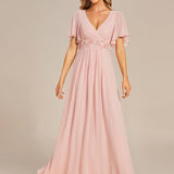 ever IVYROSE|Robe de soirée élégante en mousseline de soie avec manches flottantes
