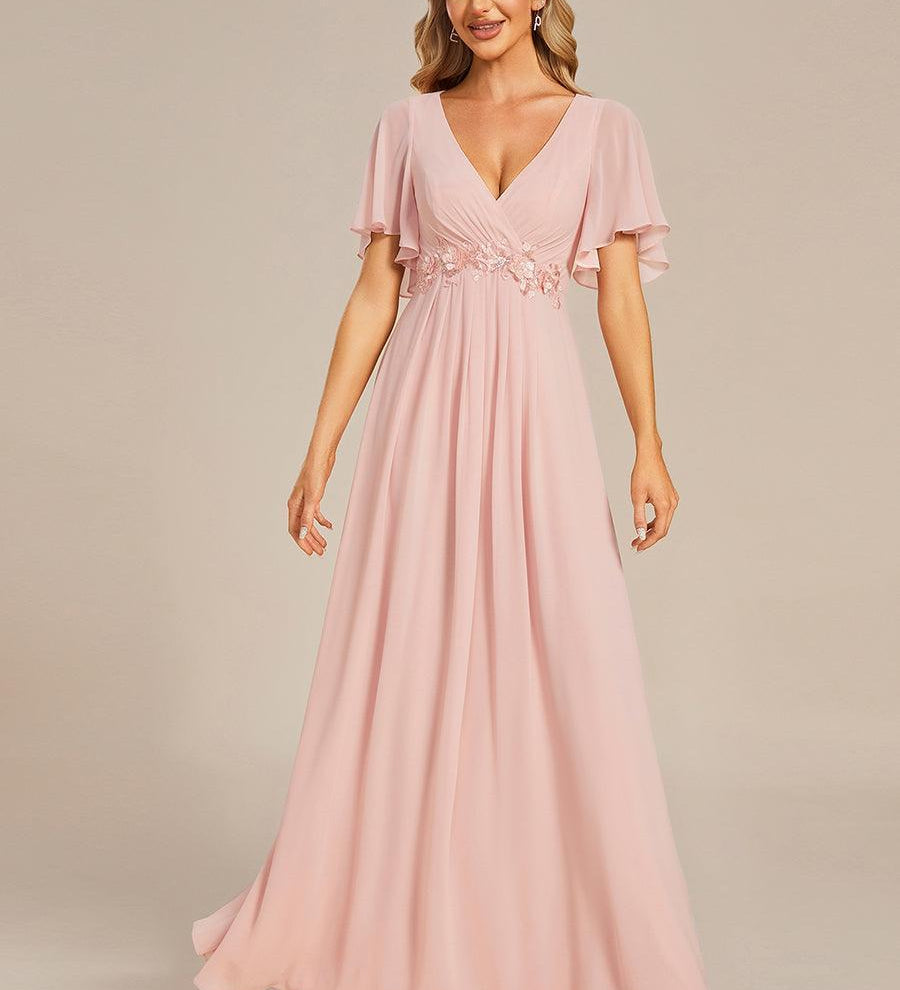 ever IVYROSE|Robe de soirée élégante en mousseline de soie avec manches flottantes