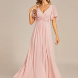 ever IVYROSE|Robe de soirée élégante en mousseline de soie avec manches flottantes