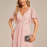 ever IVYROSE|Robe de soirée élégante en mousseline de soie avec manches flottantes