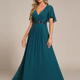 ever IVYROSE|Robe de soirée élégante en mousseline de soie avec manches flottantes
