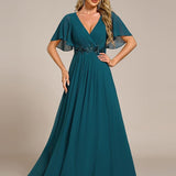 ever IVYROSE|Robe de soirée élégante en mousseline de soie avec manches flottantes
