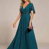 ever IVYROSE|Robe de soirée élégante en mousseline de soie avec manches flottantes