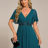 ever IVYROSE|Robe de soirée élégante en mousseline de soie avec manches flottantes