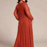 ever BRYM|Robe trapèze à manches longues et taille haute, éblouissante