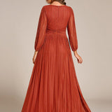 ever BRYM|Robe trapèze à manches longues et taille haute, éblouissante