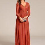 ever BRYM|Robe trapèze à manches longues et taille haute, éblouissante