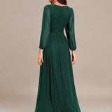 ever BRYM|Robe trapèze à manches longues et taille haute, éblouissante