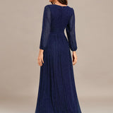ever BRYM|Robe trapèze à manches longues et taille haute, éblouissante