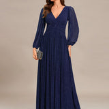 ever BRYM|Robe trapèze à manches longues et taille haute, éblouissante