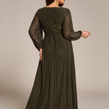 ever BRYM|Robe trapèze à manches longues et taille haute, éblouissante