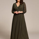ever BRYM|Robe trapèze à manches longues et taille haute, éblouissante