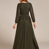ever BRYM|Robe trapèze à manches longues et taille haute, éblouissante