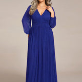 ever BRYM|Robe trapèze à manches longues et taille haute, éblouissante