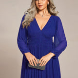 ever BRYM|Robe trapèze à manches longues et taille haute, éblouissante