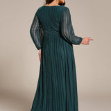 ever BRYM|Robe trapèze à manches longues et taille haute, éblouissante