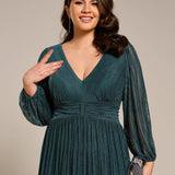 ever BRYM|Robe trapèze à manches longues et taille haute, éblouissante